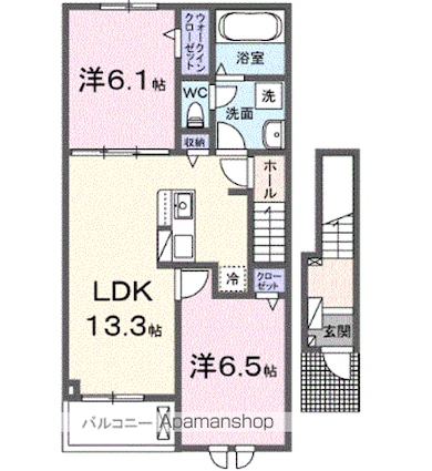 カルムメゾンⅡ[2LDK/59.58m2]の間取図