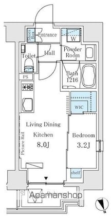 イプセ御成門[1LDK/30m2]の間取図