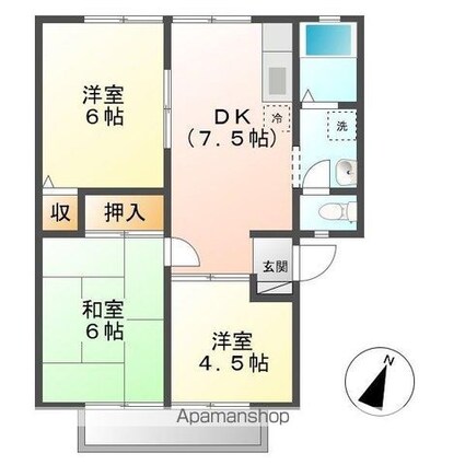 広島県福山市蔵王町３丁目[3DK/52.84m2]の間取図