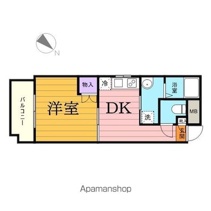 ウィンベルデュエット松戸[1DK/27.32m2]の間取図