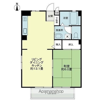 フォブールくさか[1LDK/39.95m2]の間取図