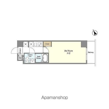アルファコート常盤台２[1K/25.83m2]の間取図
