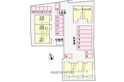 ブルースカイＢ[1LDK/45.89m2]の配置図