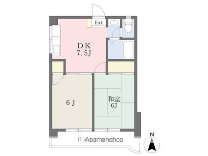 サウスガーデン[2DK/38.88m2]の間取図