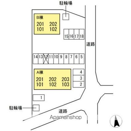 エントピア幸　Ａ棟[1LDK/52.25m2]の配置図