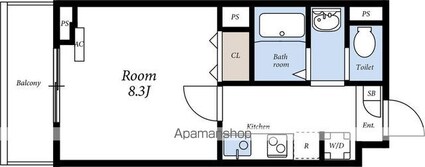 プランドール森下[1K/27.84m2]の間取図