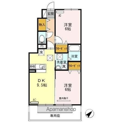 イソラ　フェリジェ[2DK/50.38m2]の間取図