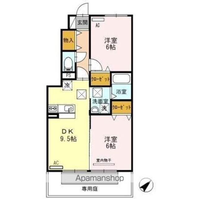 イソラ　フェリジェ[2DK/50.38m2]の間取図