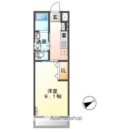 グランシャイン[1K/29.75m2]の間取図
