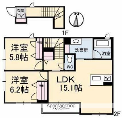 リラフォート東手城Ⅱ[2LDK/70.02m2]の間取図