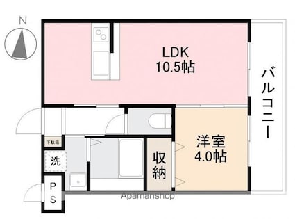 香川県高松市瀬戸内町[1LDK/34.98m2]の間取図