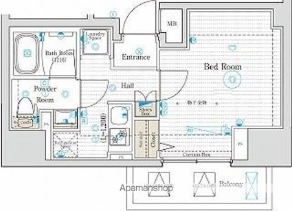 ベルグレード王子ＤＵＥ[1K/26.38m2]の間取図