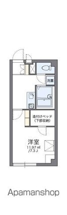 レオパレスラホンテーヌ[1K/22.74m2]の間取図