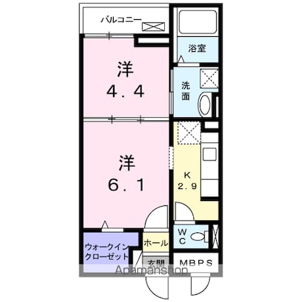 メゾン　オノ　デ　ペーシェ[1LDK/34.8m2]の間取図