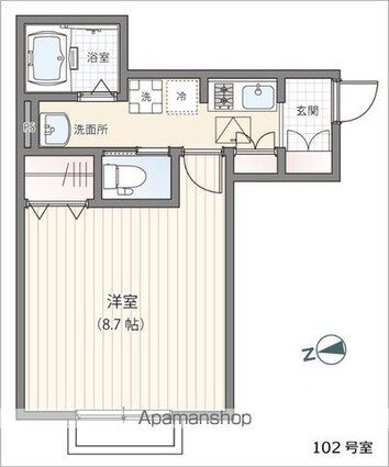 ミハス三鷹の森[1K/26.5m2]の間取図