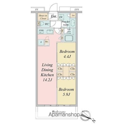 ブランシエスタ目黒中央町[2LDK/52.49m2]の間取図