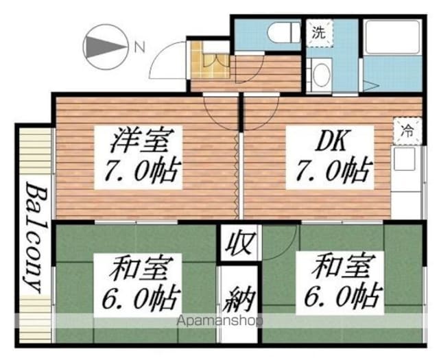 和歌山県和歌山市和佐関戸[3K/50m2]の間取図