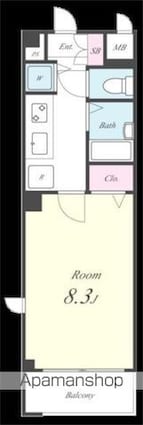 アジュールＩ[1K/24.96m2]の間取図
