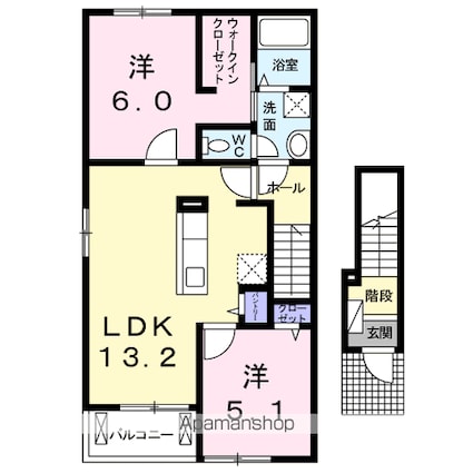 愛媛県今治市小泉３丁目[2LDK/58.7m2]の間取図