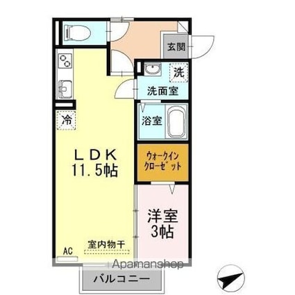 ユイマールガーデンⅢ[1LDK/37.53m2]の間取図