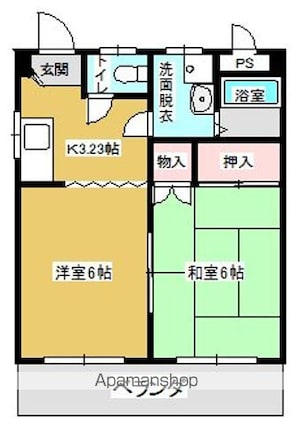 サンハイツときわ[2K/38.88m2]の間取図