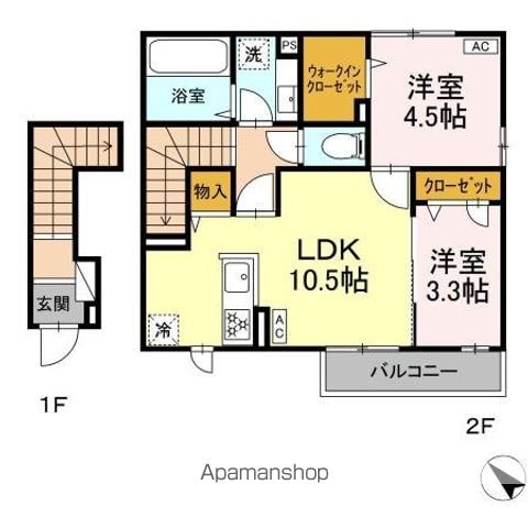 ＤーＲＯＯＭリバーサイド 201 ｜ 山梨県甲府市荒川１丁目10-9（賃貸アパート2LDK・2階・52.82㎡） その2