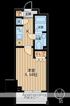 ＫＤＸレジデンス東新宿[1K/21.65m2]の間取図