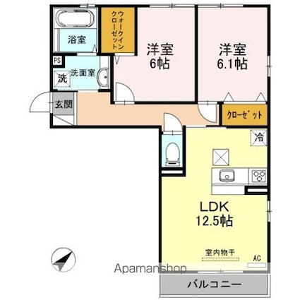 グラン・フォレ[2LDK/60.43m2]の間取図