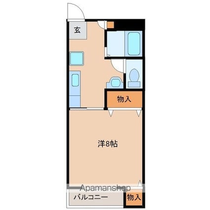アメニティゾーン白萩[1K/27.14m2]の間取図