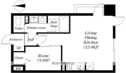 滋賀県大津市唐橋町[1LDK/36.45m2]の間取図