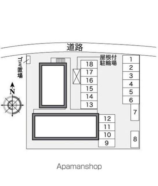 レオパレスエスポワール[1K/23.18m2]の配置図