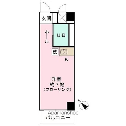 エクセル駒沢[1R/16.2m2]の間取図