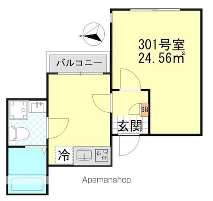 グランドアイランド蒲田[1DK/24.56m2]の間取図