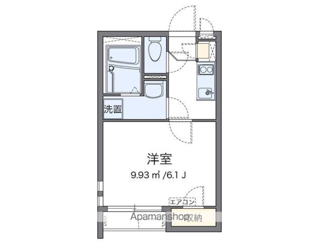 クレイノ落合[1K/20.62m2]の間取図