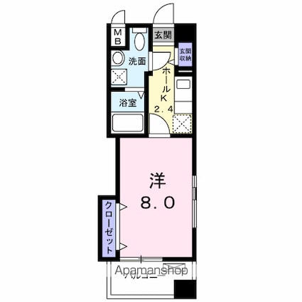 セントマークス上諏訪[1K/27.52m2]の間取図