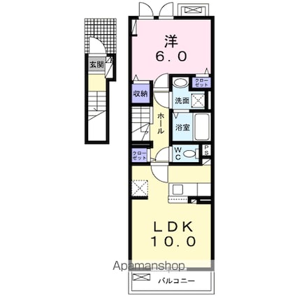 桜園町アパート　　　　　　　　　　　　　　　　　　　　　　　[1LDK/43.02m2]の間取図