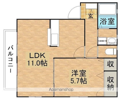 プリムヴェールⅤ[1LDK/43.75m2]の間取図