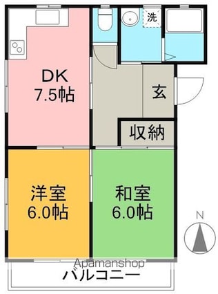 オルテンハウスⅢ[2DK/46m2]の間取図