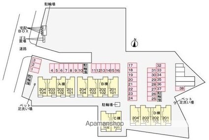 ＪＡＤＡ　Ｈｏｕｓｅ滝宮Ｄ[1LDK/50.14m2]の配置図