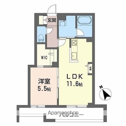 ペルル段原南[1LDK/44.17m2]の間取図