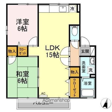 セジュール清水　Ｂ棟[2LDK/59.16m2]の間取図