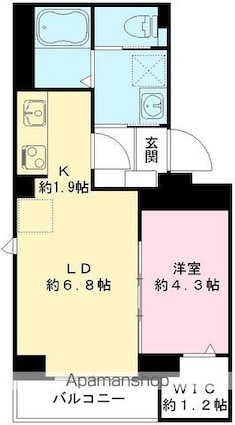 フラッツ平河町（ＴＯＫＹＯ　ＺＥＲＯ　ＥＭＩＳＳＩＯＮ　ＨＯＵＳ[1LDK/33.6m2]の間取図
