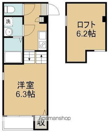ハーモニーテラス東仙台ⅩⅣ[1K/20.57m2]の間取図