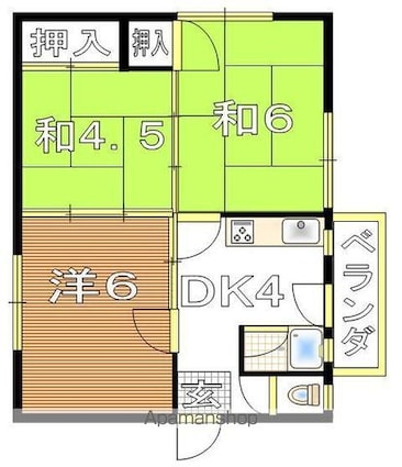 ハイツ和歌浦[3K/39.6m2]の間取図