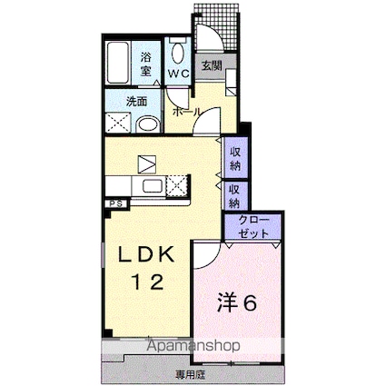 プレシャスコートＫ東松江Ⅱ[1LDK/44.77m2]の間取図