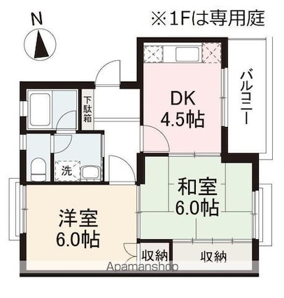 柳ハイツ[2DK/43.06m2]の間取図