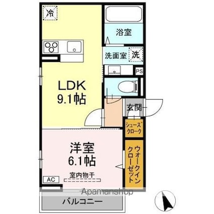 （仮称）ＤーＲＯＯＭ甲府市徳行３丁目[1LDK/37.92m2]の間取図