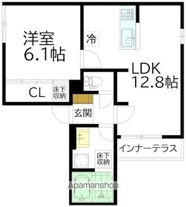 東京都渋谷区初台２丁目[1LDK/40.99m2]の間取図