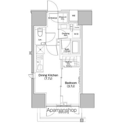 ザ・パークハビオ板橋区役所前[1DK/33.08m2]の間取図