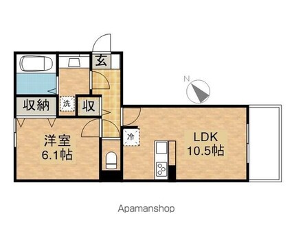滋賀県大津市一里山４丁目[1LDK/42.63m2]の間取図